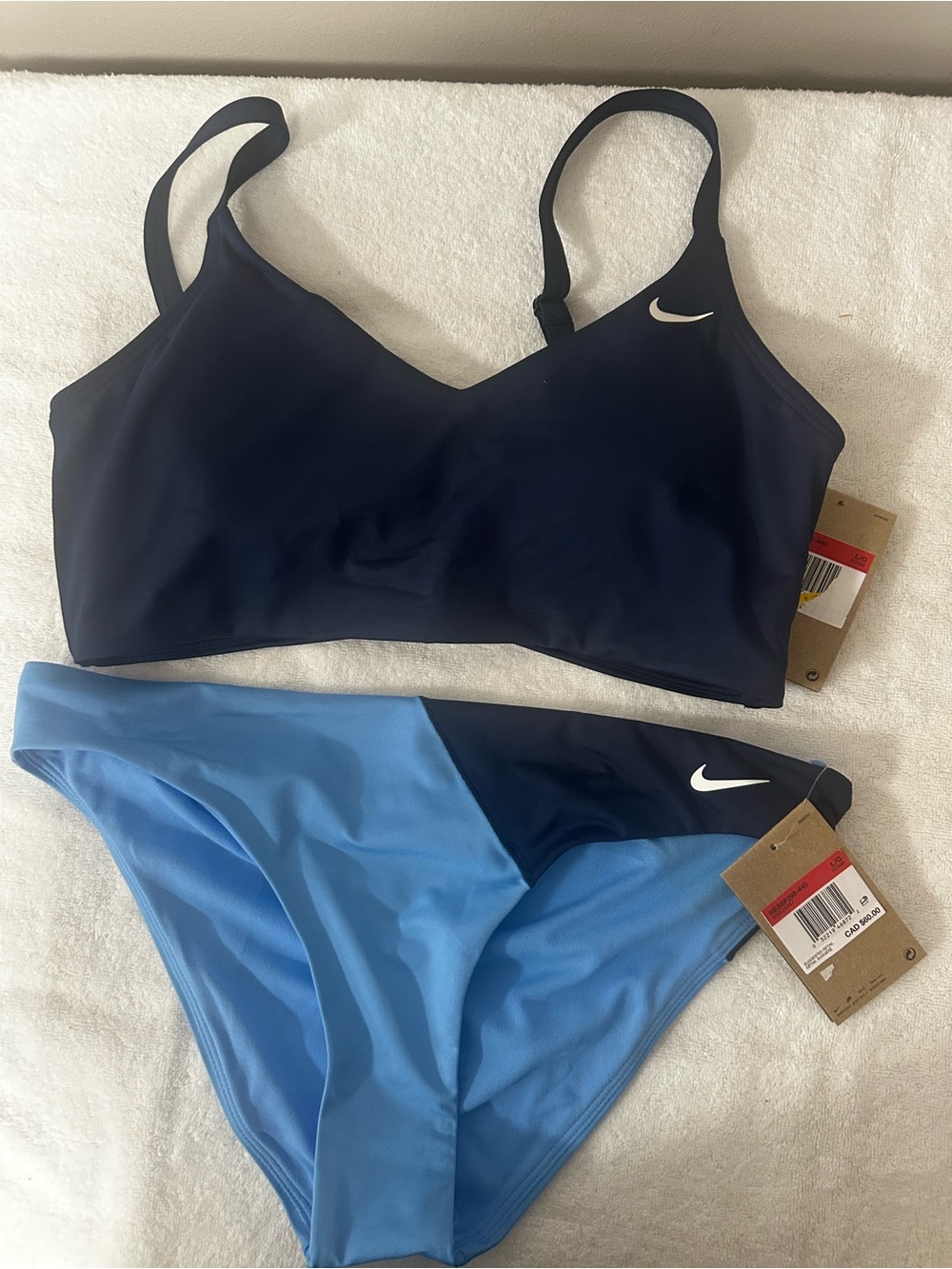 Nike Navy and Light Blue Athletic Bikini Set